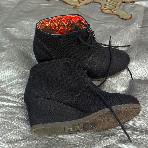 Wedged booties, size 7.5, Black - Picture 1 of 4